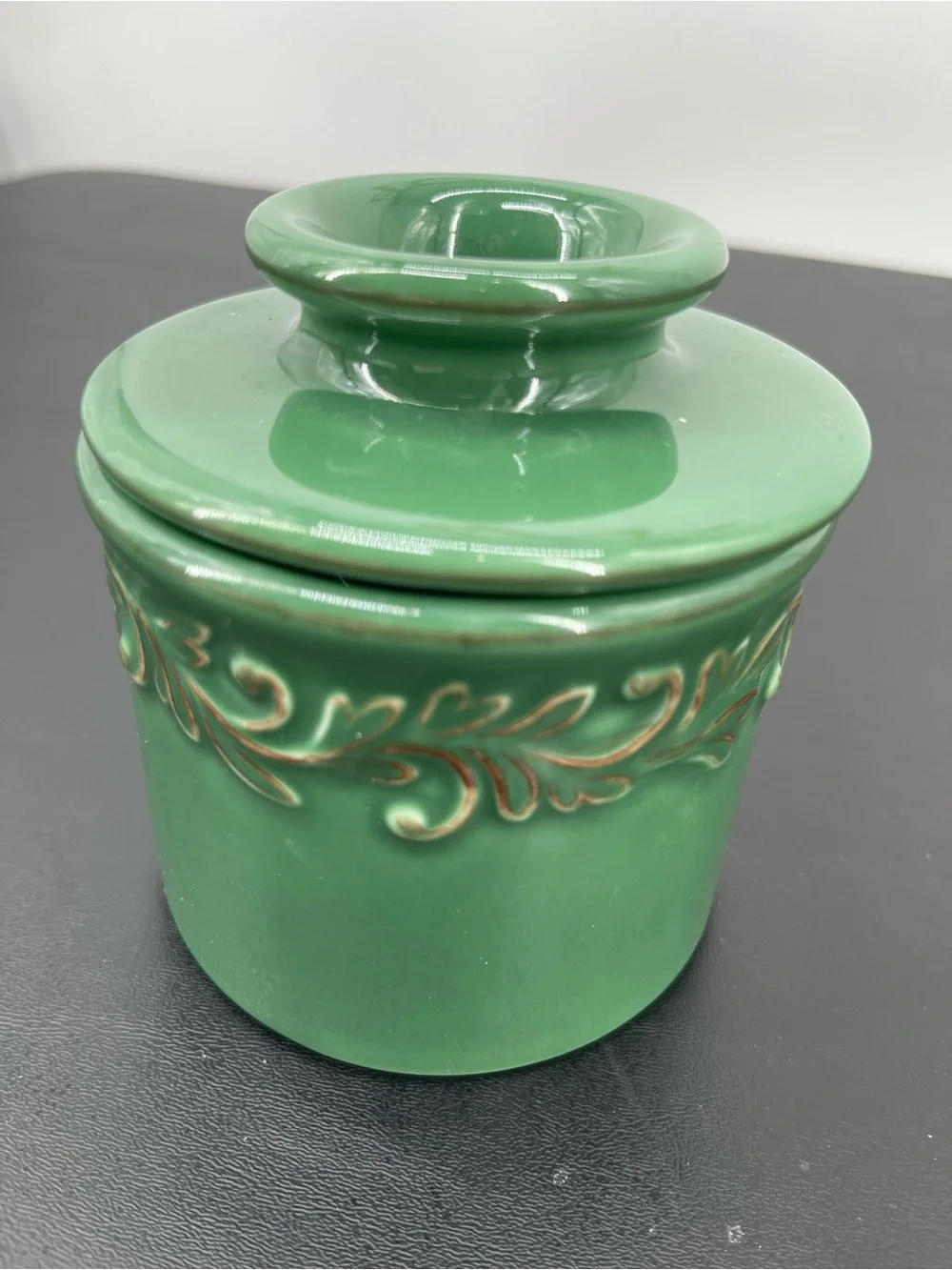 BUTTER BELL Crock by L. TREMAIN French Ceramic Green